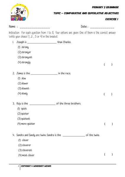 Adjectives Exercise 1 - Student Worksheet - Worksheet Wizard