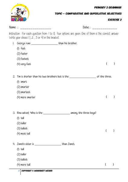 Adjectives Exercise 2 - Student Worksheet - Worksheet Wizard