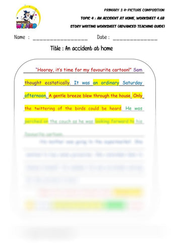 Advanced model story worksheet - An accident at home - Worksheet Wizard