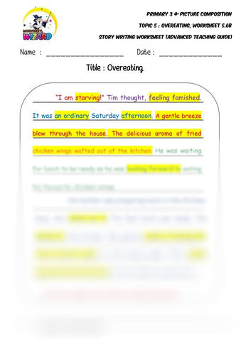 Advanced model story worksheet - Overeating - Worksheet Wizard