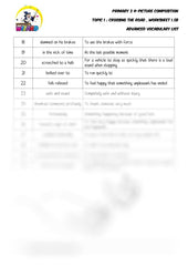 Advanced Vocabulary List - Crossing the road - Worksheet Wizard