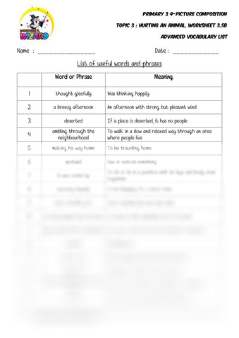 Advanced Vocabulary List - Hurting an animal - Worksheet Wizard