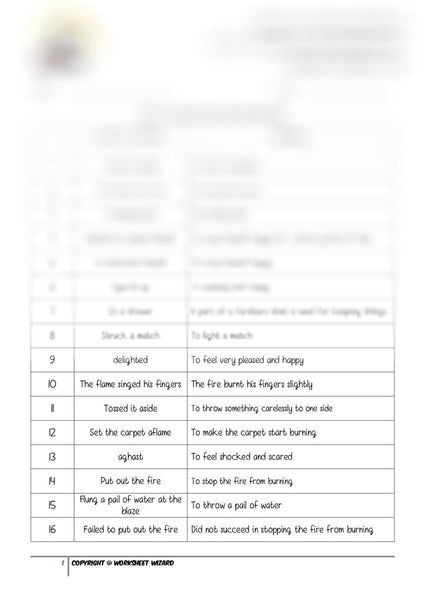 Advanced Vocabulary List - Playing with fire - Worksheet Wizard