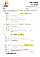 Articles Exercise 10 - Answer key and Teaching guide - Worksheet Wizard