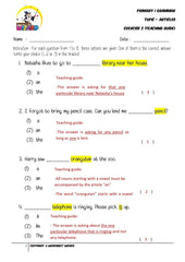 Articles Exercise 2 - Answer key and Teaching guide - Worksheet Wizard