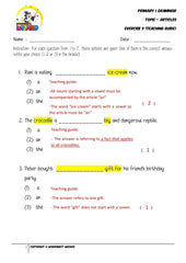 Articles Exercise 9 - Answer key and Teaching guide - Worksheet Wizard