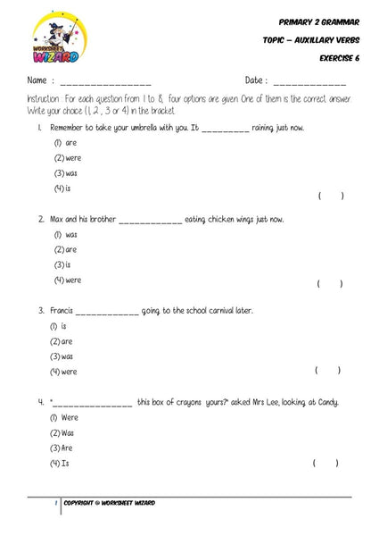 Auxillary Verbs Exercise 6 - Student Worksheet - Worksheet Wizard