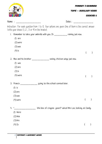 Auxillary Verbs Exercise 6 - Student Worksheet - Worksheet Wizard