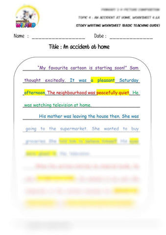 Basic model story worksheet - An accident at home - Worksheet Wizard