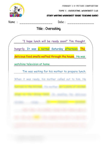 Basic model story worksheet - Overeating - Worksheet Wizard