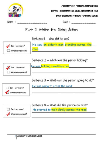 Basic Teaching Guide for Body worksheet - Crossing the road - Worksheet Wizard