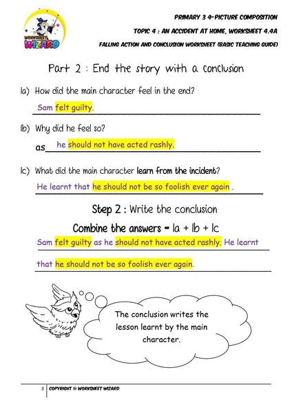 Basic Teaching Guide for Conclusion worksheet - An accident at home - Worksheet Wizard