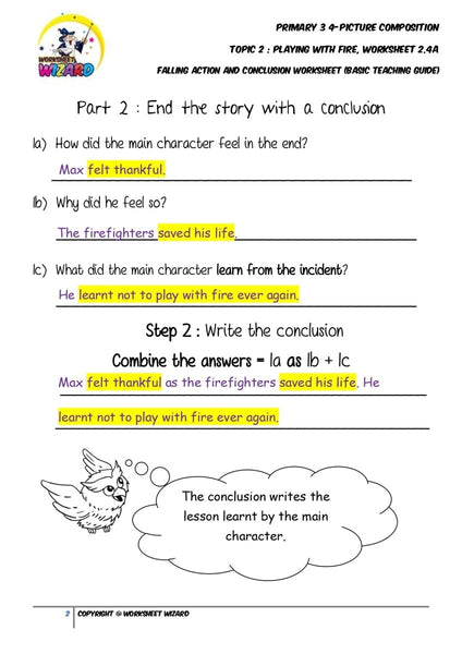 Basic Teaching Guide for Conclusion worksheet - Playing with fire - Worksheet Wizard