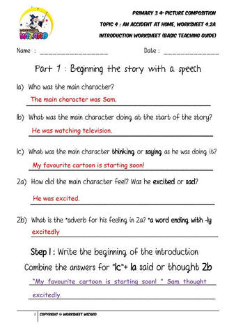 Basic Teaching Guide for Introduction worksheet - An accident at home - Worksheet Wizard