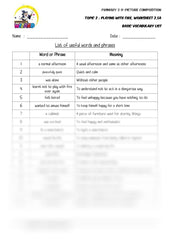 Basic Vocabulary List - Playing with fire - Worksheet Wizard