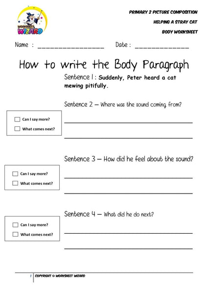 Body Worksheet - Helping a stray cat - Worksheet Wizard