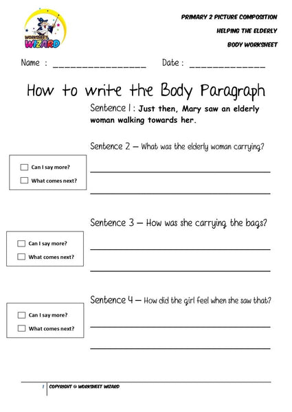 Body Worksheet - Helping the elderly - Worksheet Wizard