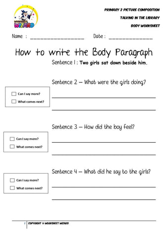 Body Worksheet - Talking in the library - Worksheet Wizard