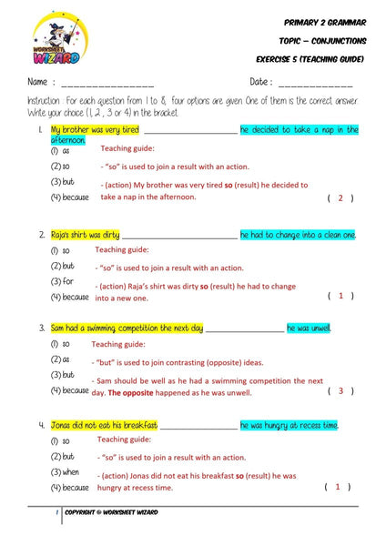 Primary 2 Conjunctions