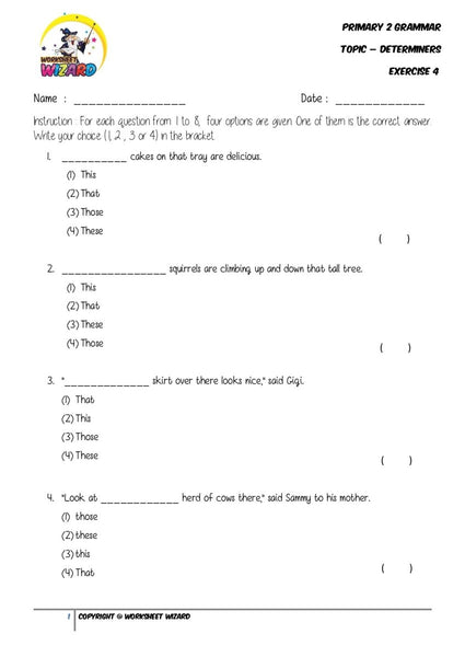 Determiners Exercise 4 - Student Worksheet - Worksheet Wizard