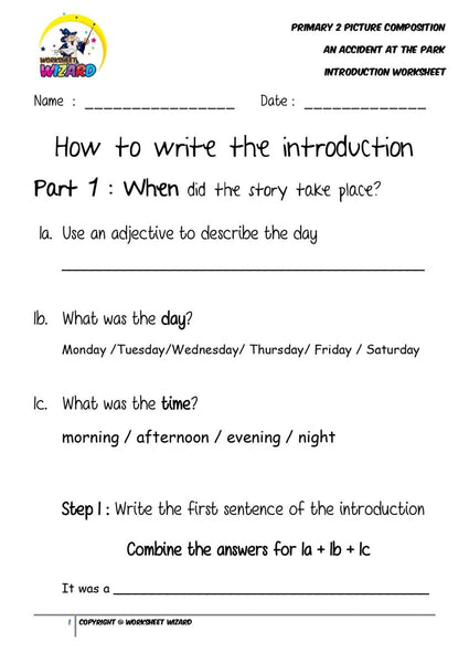 Introduction Worksheet - An accident at the park - Worksheet Wizard