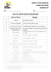 List of useful words and phrases - Playing in the canteen - Worksheet Wizard