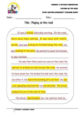 Model Story Worksheet - Playing on the road - Worksheet Wizard