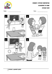 Picture composition topic for An Accident at home - Worksheet Wizard