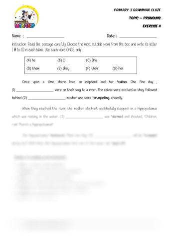 Pronouns Cloze 4 - Student Worksheet - Worksheet Wizard