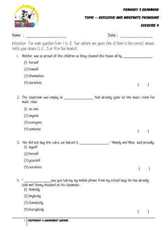 Pronouns Exercise 4 - Student Worksheet - Worksheet Wizard