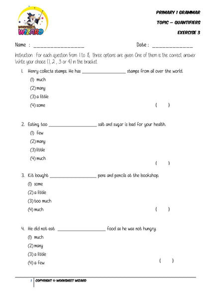 Quantifiers Exercise 3 - Student Worksheet - Worksheet Wizard