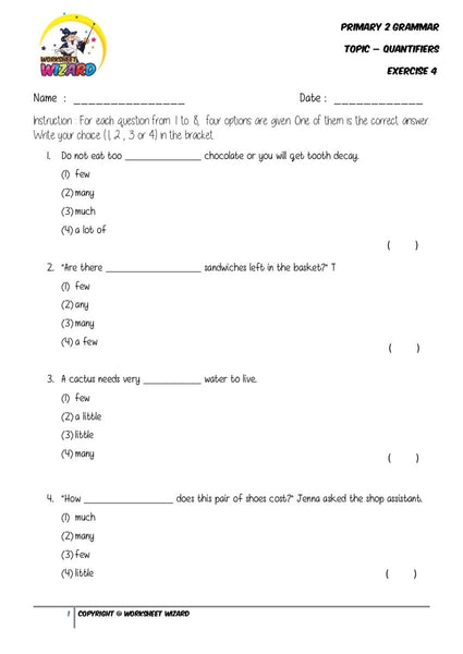 Quantifiers Exercise 4 - Student Worksheet - Worksheet Wizard