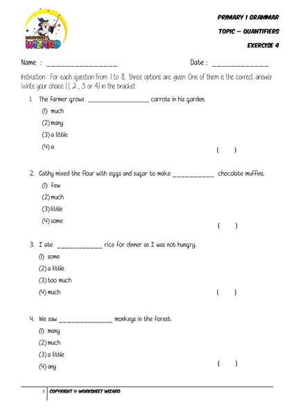 Quantifiers Exercise 4 - Student Worksheet - Worksheet Wizard