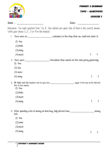 All Quantifiers worksheets