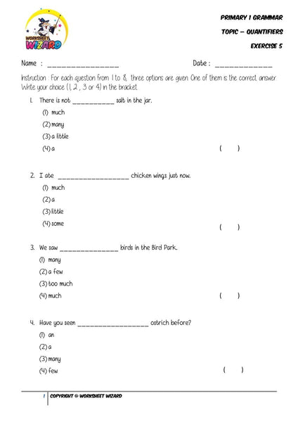 Quantifiers Exercise 5 - Student Worksheet - Worksheet Wizard