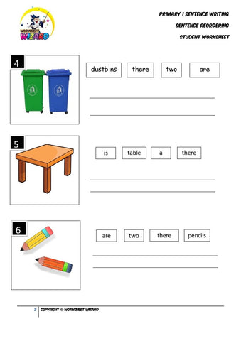 Sentence reordering exercise 2 - Student Worksheet - Worksheet Wizard