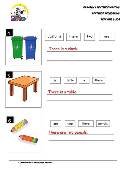 Sentence reordering exercise 2 - Teaching Guide and Answer Key - Worksheet Wizard