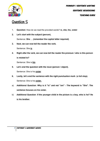 Sentence reordering exercise 3 - Teaching Guide and Answer Key - Worksheet Wizard