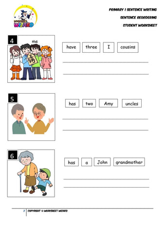 Sentence reordering exercise 5 - Student Worksheet - Worksheet Wizard