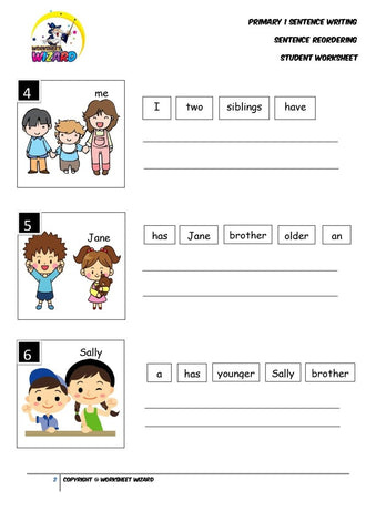 Sentence reordering exercise 6 - Student Worksheet - Worksheet Wizard