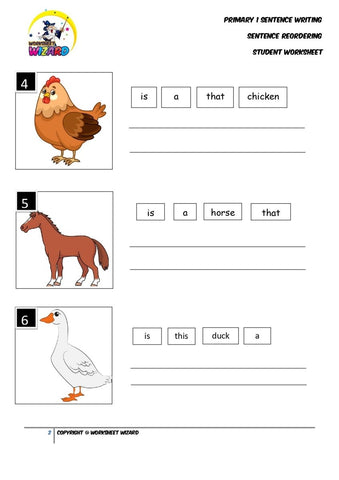 Sentence reordering exercise 7 - Student Worksheet - Worksheet Wizard