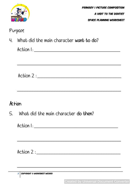 SPACE Planning worksheet for A visit to the dentist - Worksheet Wizard