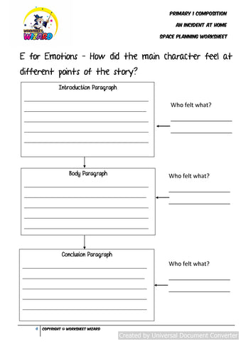 SPACE Planning worksheet for An Incident At Home - Worksheet Wizard