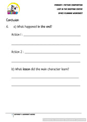 SPACE Planning worksheet for Lost in the shopping centre - Worksheet Wizard