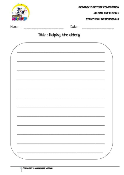 Story Writing Worksheet - Helping the elderly - Worksheet Wizard