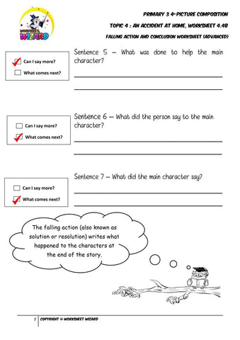 Student's Copy for Advanced Conclusion worksheet - An accident at home - Worksheet Wizard