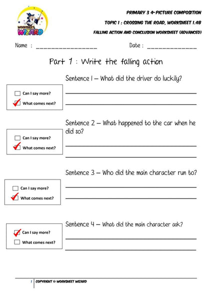 Student's Copy for Advanced Conclusion worksheet - Crossing the road - Worksheet Wizard