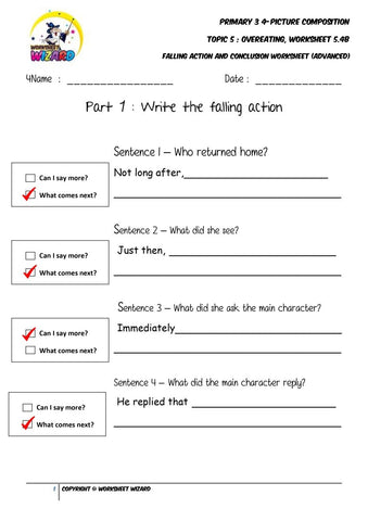 Student's Copy for Advanced Conclusion worksheet - Overeating - Worksheet Wizard