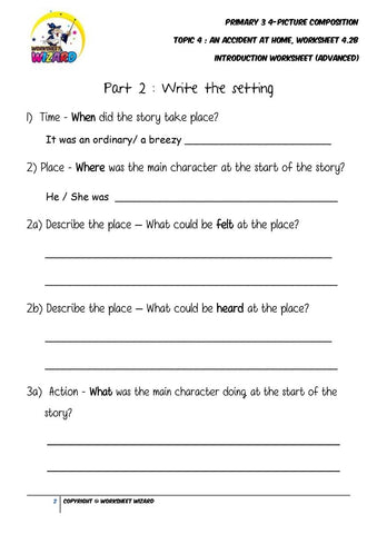 Student's Copy for Advanced Introduction worksheet - An accident at home - Worksheet Wizard