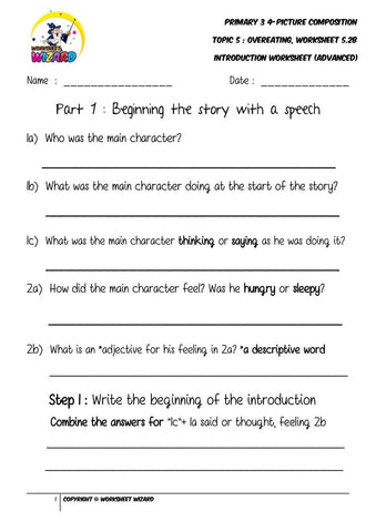 Student's Copy for Advanced Introduction worksheet - Overeating - Worksheet Wizard